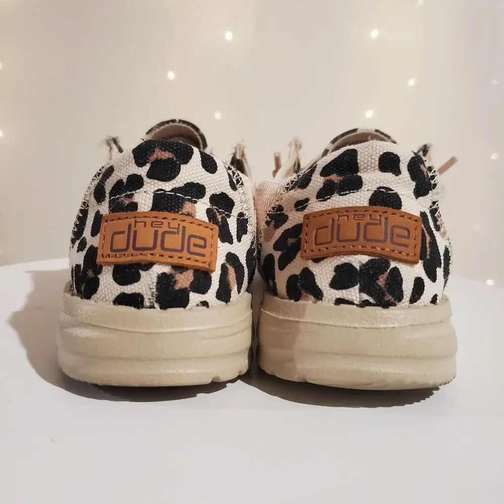 Hey Dude Wendy Funk Leo Safari Lace Up Slip On Canvas Comfort Shoes Womens 6 - Picture 5 of 10